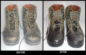 Cleaning leather shoes of sentimental value 