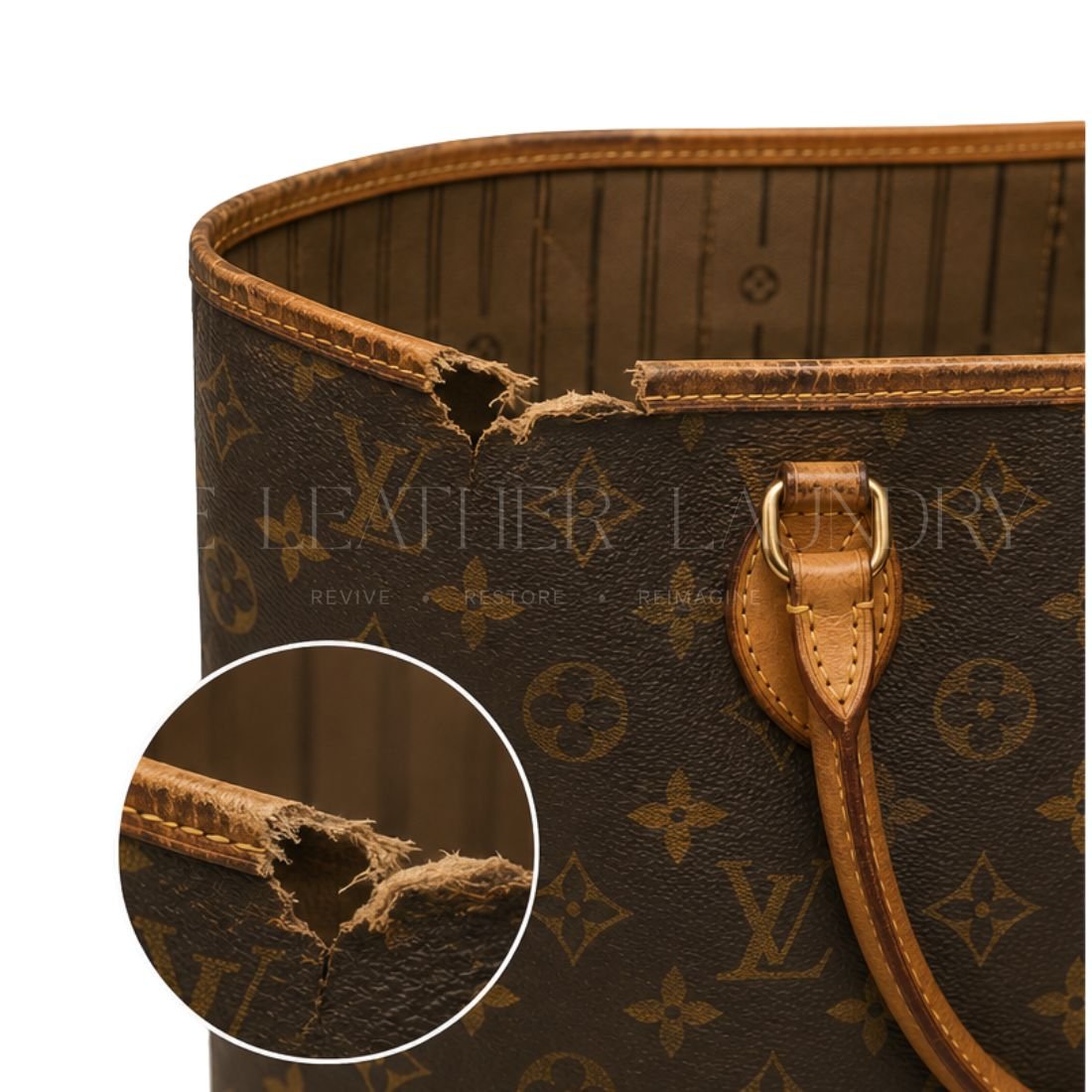 Before — LV Bag — Torn Corner