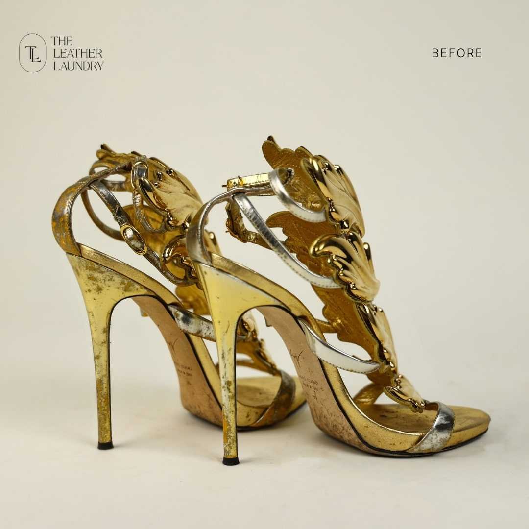 Louboutin Heel before restoration in Mumbai